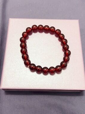 Fashion Jewelry Deep Red Glass Beaded Stretch Bracelet